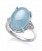 Milky Aquamarine and Diamond (1/10 ct t. w. ) Ring in Sterling Silver