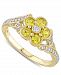 Yellow Sapphire (3/4 ct. t. w. ) & Diamond (1/6 ct. t. w. ) Flower Ring in 10k Gold