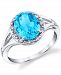 Blue Topaz (3-1/5 ct. t. w. ) & Diamond (1/10 ct. t. w. ) Ring in Sterling Silver
