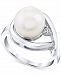 Cultured Freshwater Pearl (10mm) & Diamond Accent Ring in 10k White Gold