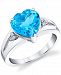 Blue Topaz (3-5/8 ct. t. w. ) & Diamond (1/20 ct. t. w. ) Heart Ring in Sterling Silver