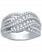 Diamond Multirow Crossover Statement Ring (1 ct. t. w. ) in Sterling Silver