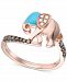 Le Vian Turquoise Enamel & Diamond (1/5 ct. t. w. ) Elephant Statement Ring in 14k Rose Gold