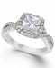 Certified Princess Cut Diamond Vintage Inspired Twist Halo Engagement Ring (1-1/3 ct. t. w. ) by Marchesa in 18k White Gold, Created for Macy's