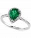 Brasilica by Effy Emerald (9/10 ct. t. w. ) and Diamond (1/6 ct. t. w. ) Pear-Shaped Ring in 14k White Gold, Created for Macy's