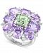 Effy Pink Amethyst (10-1/10 ct. t. w. ) & Green Quartz (2-3/4 ct. t. w. ) Flower Statement Ring Sterling Silver