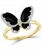 Effy Diamond (1/5 ct. t. w. ) & Onyx (3-1/2-4-1/2) Butterfly Statement Ring In 14k Gold