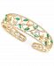 Emerald (1-7/8 ct. t. w. ) & White Topaz (1-5/8 ct. t. w. ) Openwork Cuff Bangle Bracelet in 14K Gold-Plated Sterling Silver