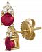 Ruby (3/4 ct. t. w. ) & Diamond (1/8 ct. t. w. ) Earrings in 14k Gold