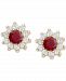 Ruby (1-1/5 ct. t. w. ) & Cubic Zirconia Halo Stud Earrings in 18k Gold-Plated Sterling Silver