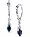 Sapphire (5/8 ct. t. w. ) & Diamond (1/20 ct. t. w. ) Leverback Drop Earrings in 14k White Gold