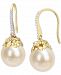 Cultured South Sea Pearl (9-10mm) & Diamond (1/8 ct. t. w. ) Drop Earrings in 14k Gold