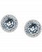 Aquamarine (3-1/3 ct. t. w. ) & Diamond (1/6 ct. t. w. ) Halo Stud Earrings in 14k White Gold