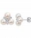 Cultured Freshwater Pearl (6 - 6-1/2mm) & White Topaz (1/5 ct. t. w. ) Trio Cluster Stud Earrings in Sterling Silver