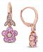 Pink Sapphire (1-1/4 ct. t. w. ) & Diamond (1/7 ct. t. w. ) Flower Drop Earrings in 10k Rose Gold