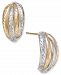 Two-Tone Textured Stud Earrings in 10k Yellow and White Gold