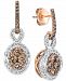 Le Vian Nude Diamond & Chocolate Diamond Drop Earrings (1-1/4 ct. t. w. ) in 14k White & Rose Gold