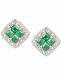 Emerald (3/8 ct. t. w. ) & Diamond (1/20 ct. t. w. ) Stud Earrings in Sterling Silver