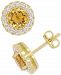 Citrine (1-1/2 ct. t. w. ) & Diamond (1/10 ct. t. w. ) Halo Stud Earrings in 18k Gold-Plated Sterling Silver