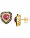 Le Vian Raspberry Rhodolite (2 ct. t. w. ) & Diamond (3/4 ct. t. w. ) Heart Stud Earrings in 14k Gold