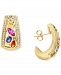 Effy Multi-Sapphire (2-1/4 ct. t. w. ) & Diamond (1/2 ct. t. w. ) Curved Drop Earrings in 14k Yellow Gold
