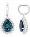 Effy London Blue Topaz (12-3/4 ct. t. w. ) & Diamond (1/4 ct. t. w. ) Halo Drop Earrings in 14k White Gold
