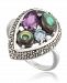 Marcasite and Amethyst (1-1/4 ct. tw. ), Abalone (9/10 ct. t. w. ) and Blue topaz (1/4 ct. t. w. ) Teardrop Ring in Sterling Silver
