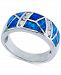 Lab-Created Blue Opal & Cubic Zirconia Mosaic Ring in Sterling Silver