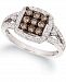 Chocolate Diamond & Nude Diamond Square Cluster Statement Ring (3/4 ct. t. w. ) in 14k White Gold