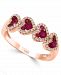 Lali Jewels Ruby (5/8 ct. t. w. ) & Diamond (1/5 ct. t. w. ) Heart Ring in 14k Rose Gold (Also available in Sapphire)