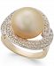 Cultured Golden South Sea Pearl (13mm) and Diamond Ring (5/8 ct. t. w. ) in 14k Gold