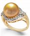 Cultured Golden South Sea Pearl (12mm) and Diamond (5/8 ct. t. w. ) Ring in 14k Gold