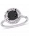 Black and White Diamond (1 5/8 ct. t. w. ) Double Halo Engagement Ring in 14k White Gold