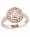 Morganite (1-1/6 ct. t. w. ) and Diamond (1/8 ct. t. w. ) Floral Halo Ring in 18k Rose Gold Over Silver