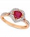 Ruby (1 ct. t. w. ) & Diamond (1/4 ct. t. w. ) Heart Halo Ring in 14k Rose Gold