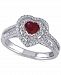 Ruby (3/5 ct. t. w. ) & Diamond (3/8 ct. t. w. ) Heart Double Halo Ring in 14k White Gold
