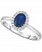 Sapphire (7/8 ct. t. w. ) & Diamond (1/10 ct. t. w. ) Halo Ring in 14k White Gold