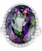 Mystic Topaz (20 ct. t. w. ) & White Topaz (3/4 ct. t. w. ) Oval Statement Ring in Sterling Silver