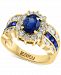 Effy Sapphire (2-1/4 ct. t. w. ) & Diamond (1-1/10 ct. t. w. ) Halo Statement Ring in 14k Gold