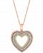 Effy Diamond Open Heart 18" Pendant Necklace (3/8 ct. t. w. ) in 14k Rose, Yellow & White Gold
