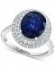 Effy Sapphire (4-1/4 ct. t. w. ) & Diamond (5/8 ct. t. w. ) Double Halo Ring in 14k White Gold