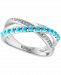 Effy Turquoise & Diamond (1/10 ct. t. w. ) Crossover Ring in 14k White Gold