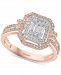 Effy Diamond Baguette Halo Cluster Ring (3/8 ct. t. w. ) in 14k Rose & White Gold
