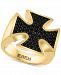 Effy Men's Black Spinel Cross Ring in 14k Gold-Plated Sterling Silver