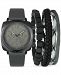 Inc International Concepts Men's Gray Faux-Leather Strap Watch 45mm & 3-Pc. Bracelet Set, Created for Macy's