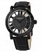 Stuhrling Original Stainless Steel Black Pvd Case on Black Alligator Embossed Genuine Leather Strap, Gray Spoke-Style Dial, With Black Accents