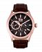 Reign Gustaf Automatic Black Dial, Genuine Brown Leather Watch 43mm