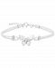 Lab-Created White Sapphire Butterfly White Leather Cord Bracelet (1/4 ct. t. w. ) in Sterling Silver