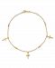 Polished Cross Anklet in 14k Yellow Gold