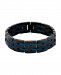 Men's 1 Carat Black Diamond Link 8 3/4" Bracelet in Black and Blue Ip Stainless Steel